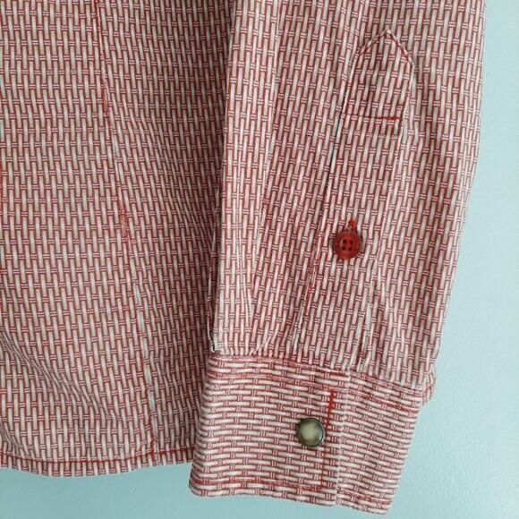 ROCKIES Western Pearl Snap Button Down Shirt Weave Pattern Sz M - Picture 6 of 13